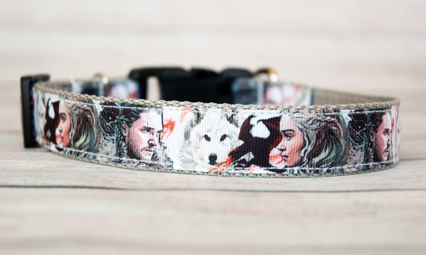 King of the North and Mother of Dragons Dog Collar and/or leash. 1 inch wide
