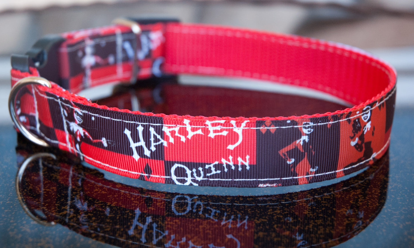 Harley Quinn Dog collar and/or leash. 1 inch or 3/4 inch wide
