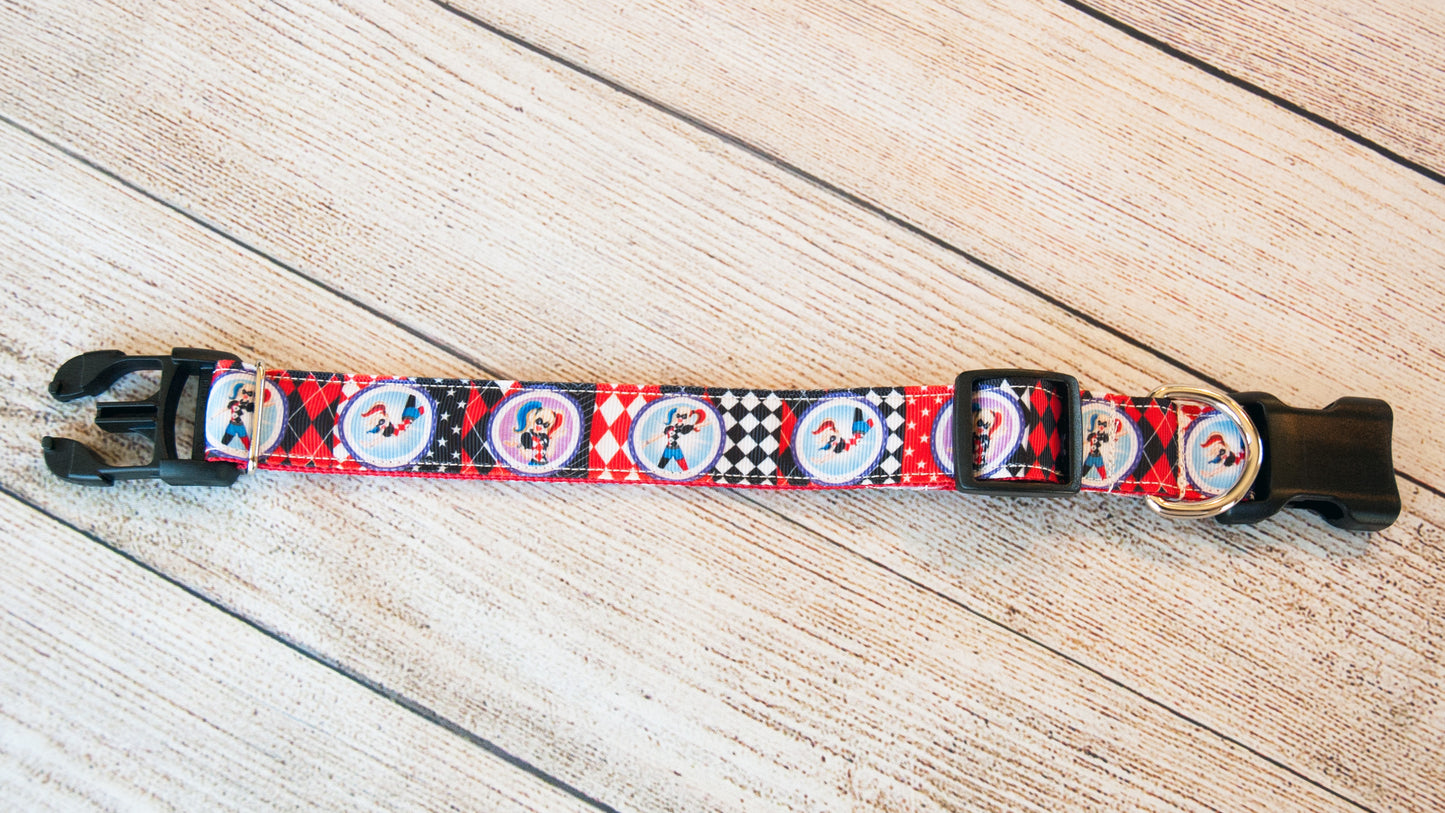 Modern Harley Quinn dog collar and/or leash. 1 inch leash