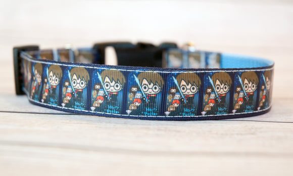 Famous Wizard with a sword in Chibi art form dog collar and/or leash.  1 inch wide.
