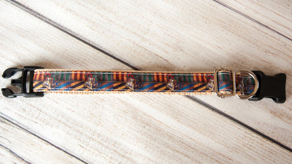 Wizard houses striped dog collar, 3/4" wide