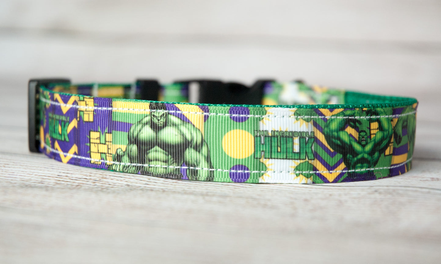 Hulk Green Superhero dog collar and/or leash, 1" wide