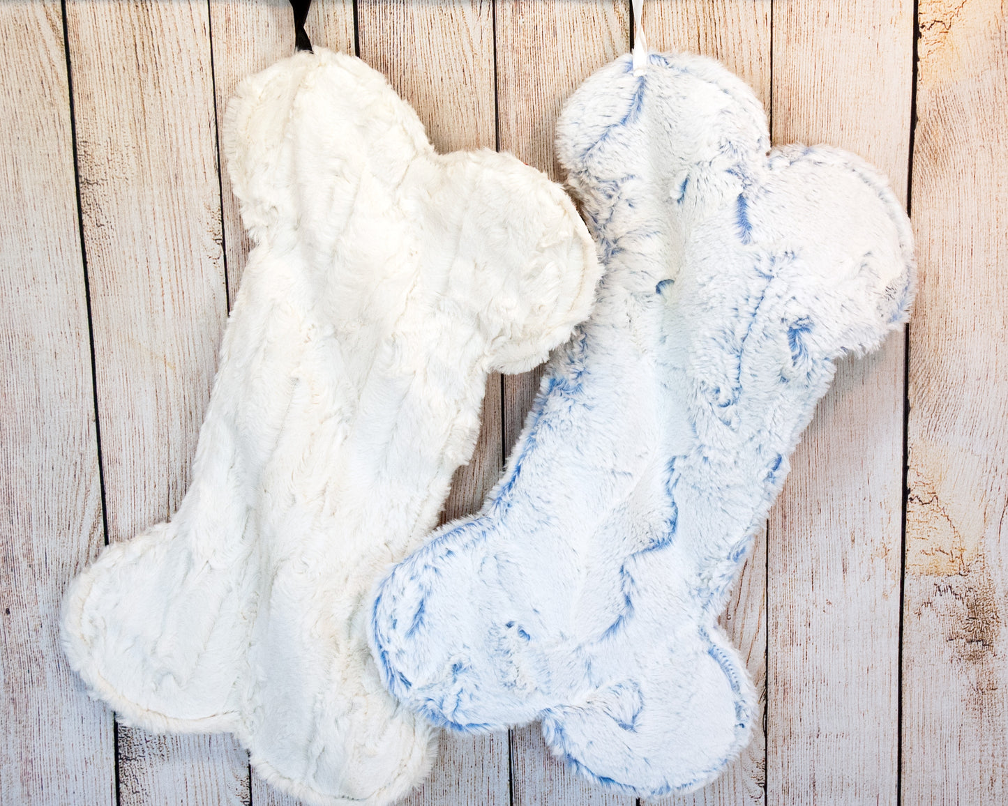 Dog print bone shaped Christmas stockings
