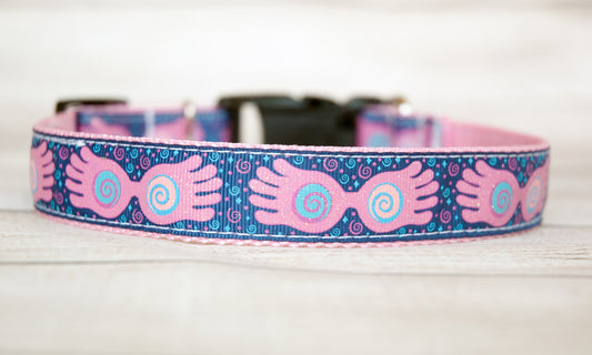 Large Looney Female wizarding glasses dog collar and/or leash. 1" wide.