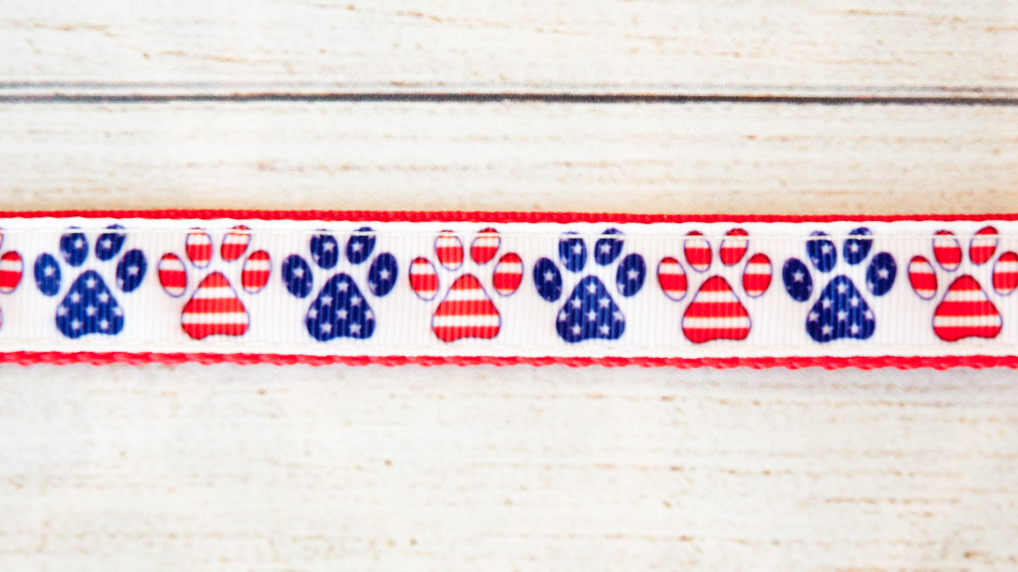 Patriotic Pawprint dog collar 3/4" wide