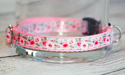 Rose small dog and cat collar. 1/2" wide