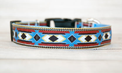 Southwest geometric dog collar 1" wide
