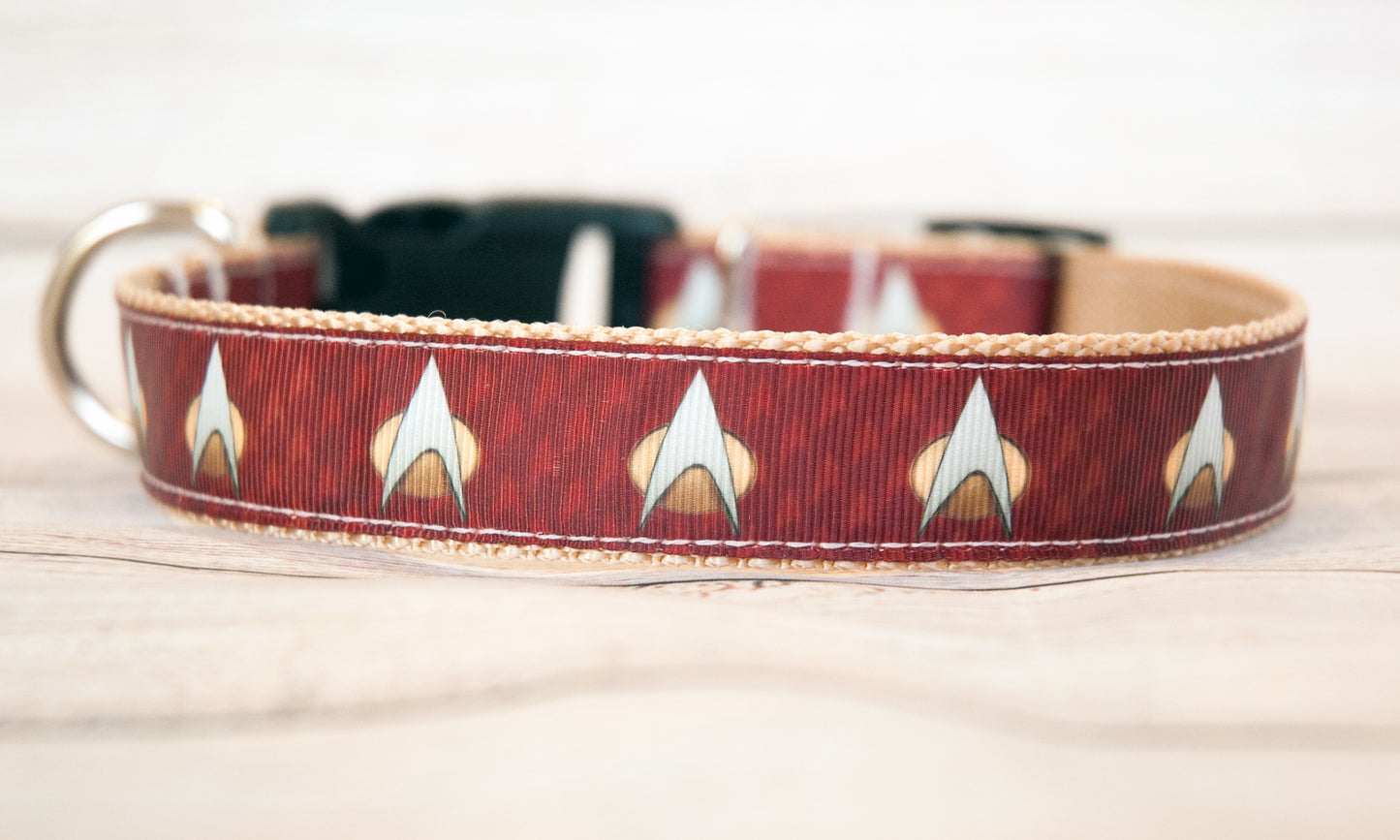 Space Trek dog collar, Star symbol dog collar, 1"wide