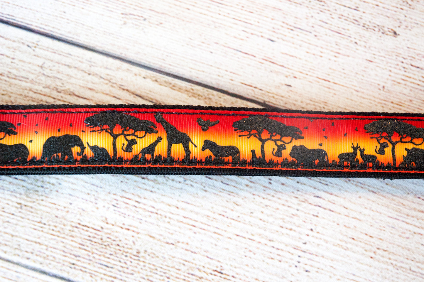 African Safari dog collar in sunset colors and/or leash. 1" or 3/4" wide