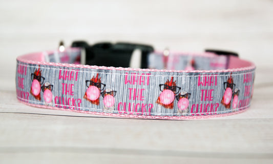 "What the Cluck" farm dog collar and/or leash. 1 inch wide