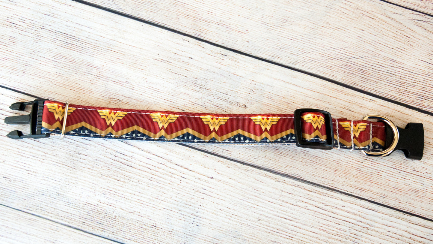 Wonder Woman Symbol dog collar and/or leash. 1 inch wide