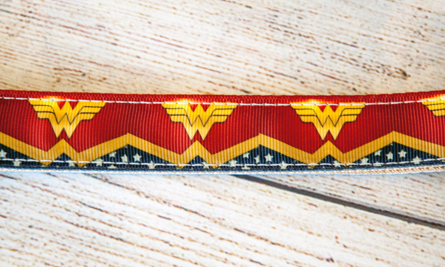 Wonder Woman Symbol dog collar and/or leash. 1 inch wide