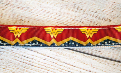 Wonder Woman Symbol dog collar and/or leash. 1 inch wide