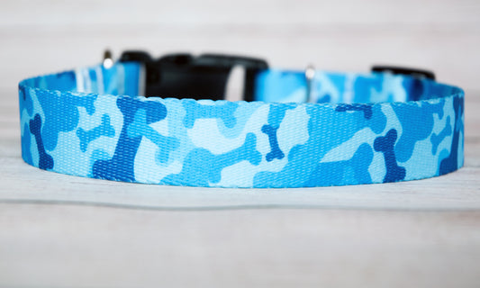 Blue Bone Camo dog collar and/or leash 1"wide