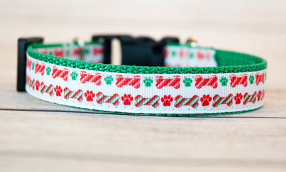 Candy Cane bone dog collar.  Christmas dog collar.3/4" wide