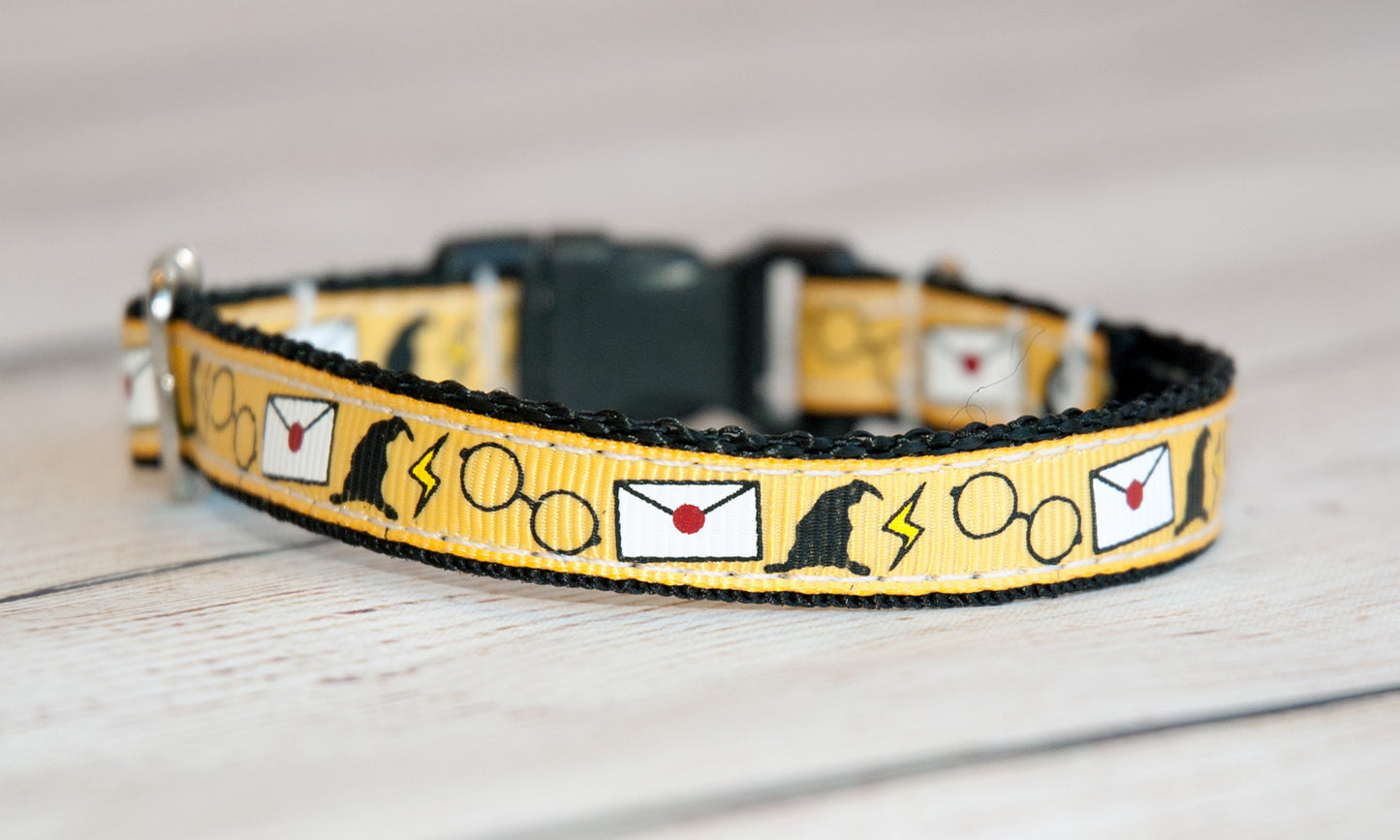Magic Wizard themed 1/2" wide small dog or cat collar