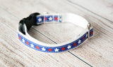 Red, White, Blue patriotic small dog or cat collar. 1/2" wide
